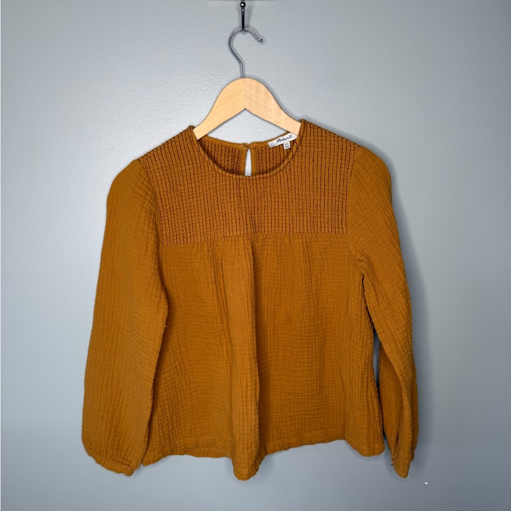Madewell Smocked Swing Top - Antique Gold - Picture 3 of 11
